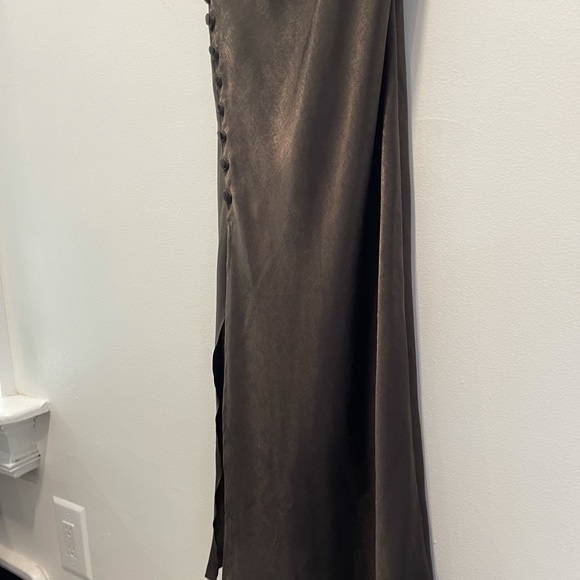 Zara Satin Lingerie Style Dress in Olive Green - Picture 10 of 11